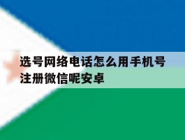 选号网络电话怎么用手机号注册微信呢安卓