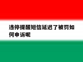 违停提醒短信延迟了被罚如何申诉呢