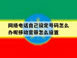 网络电话自己设定号码怎么办呢移动宽带怎么设置的简单介绍