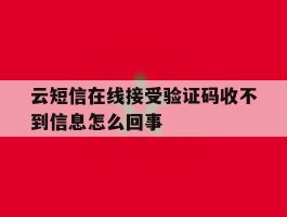 云短信在线接受验证码收不到信息怎么回事