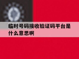 临时号码接收验证码平台是什么意思啊
