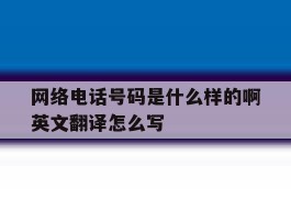网络电话号码是什么样的啊英文翻译怎么写的简单介绍