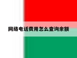 网络电话费用怎么查询余额