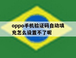 oppo手机验证码自动填充怎么设置不了呢
