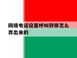 网络电话设置呼叫转移怎么弄出来的