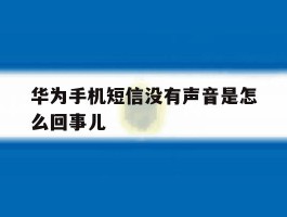 华为手机短信没有声音是怎么回事儿