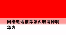 网络电话推荐怎么取消掉啊华为
