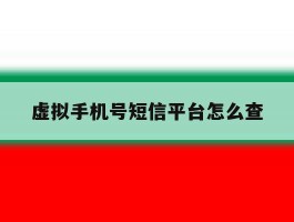 虚拟手机号短信平台怎么查