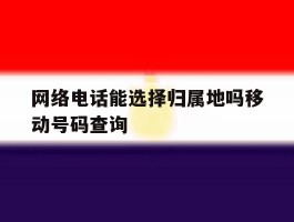 网络电话能选择归属地吗移动号码查询的简单介绍