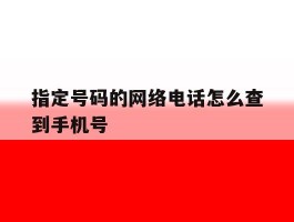 指定号码的网络电话怎么查到手机号