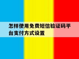 怎样使用免费短信验证码平台支付方式设置