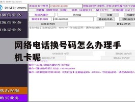 网络电话换号码怎么办理手机卡呢