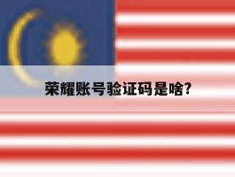 荣耀账号验证码是啥?