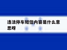 违法停车短信内容是什么意思呀