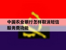 中国农业银行怎样取消短信服务费功能的简单介绍