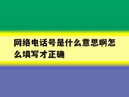 网络电话号是什么意思啊怎么填写才正确