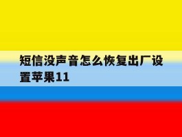 包含短信没声音怎么恢复出厂设置苹果11的词条