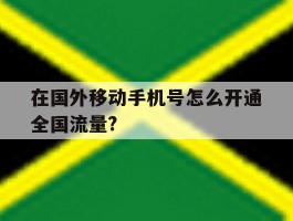 在国外移动手机号怎么开通全国流量?