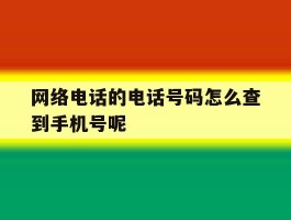 关于网络电话的电话号码怎么查到手机号呢的信息
