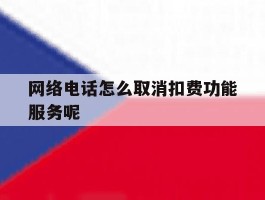 网络电话怎么取消扣费功能服务呢