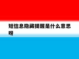 短信息隐藏提醒是什么意思呀