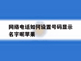 网络电话如何设置号码显示名字呢苹果