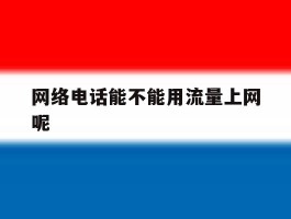网络电话能不能用流量上网呢