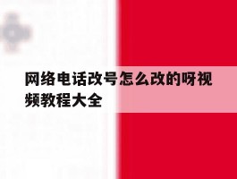 网络电话改号怎么改的呀视频教程大全