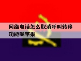 网络电话怎么取消呼叫转移功能呢苹果