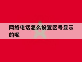 网络电话怎么设置区号显示的呢