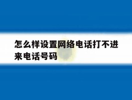 怎么样设置网络电话打不进来电话号码